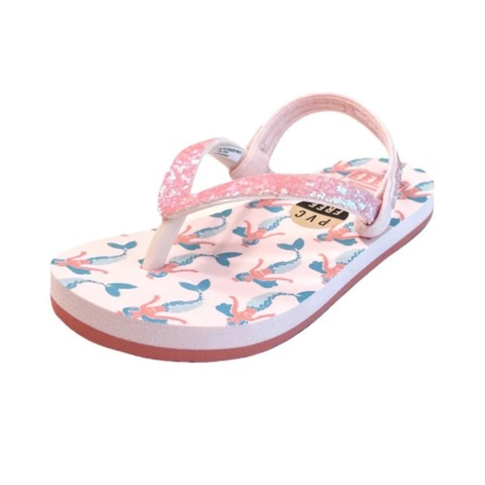 Reef Ahi Girls Flip Flop‎ Pink Mermaid Sandals Size 3/4 Toddler